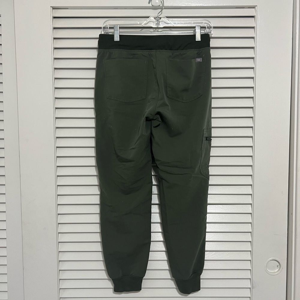 Hunter green FIGS jogger scrub pants